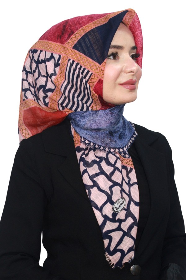 Pamuk Keten Flamlı Eşarp 1049-4