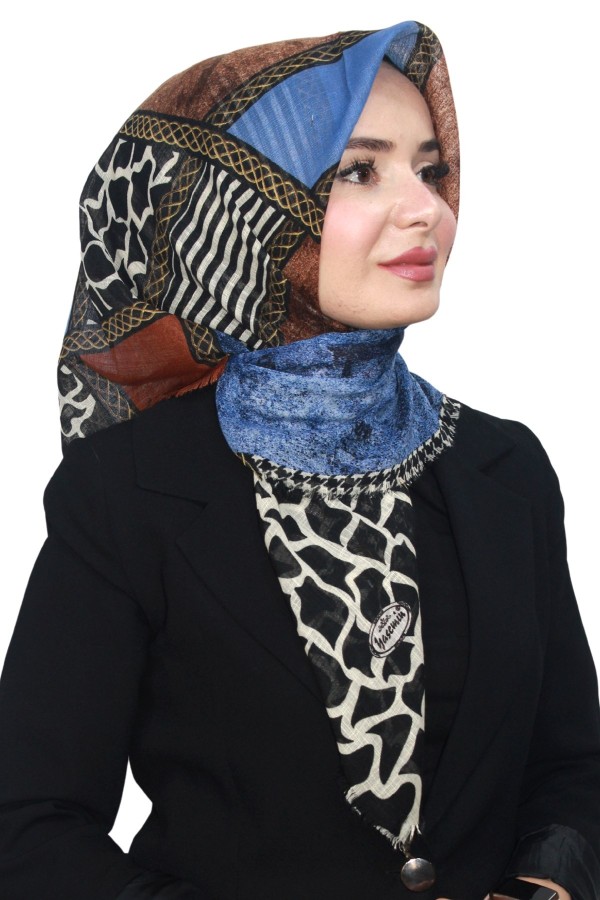 Pamuk Keten Flamlı Eşarp 1049-5
