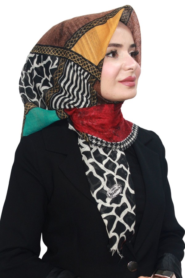 Pamuk Keten Flamlı Eşarp 1049-6