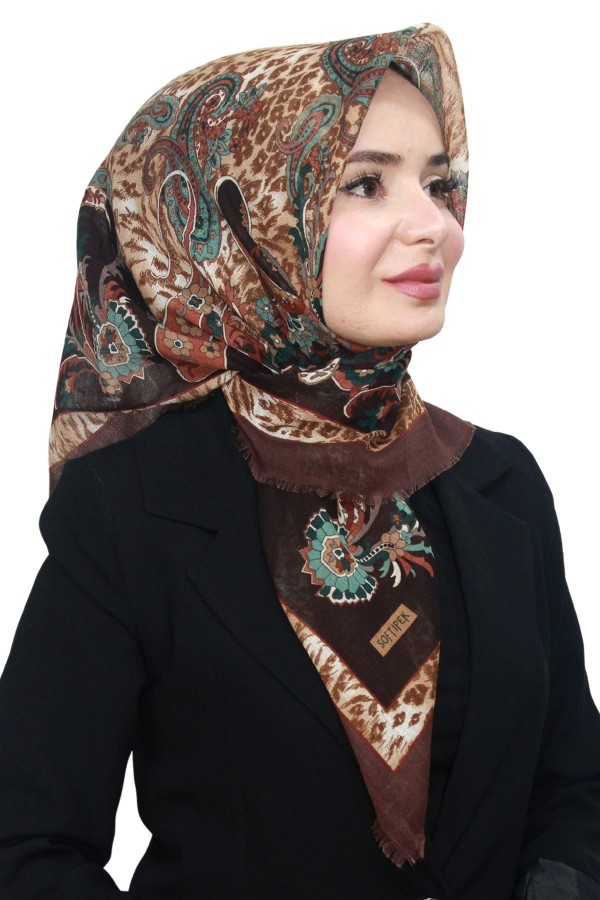 Pamuk Keten Flamlı Eşarp 1048-13