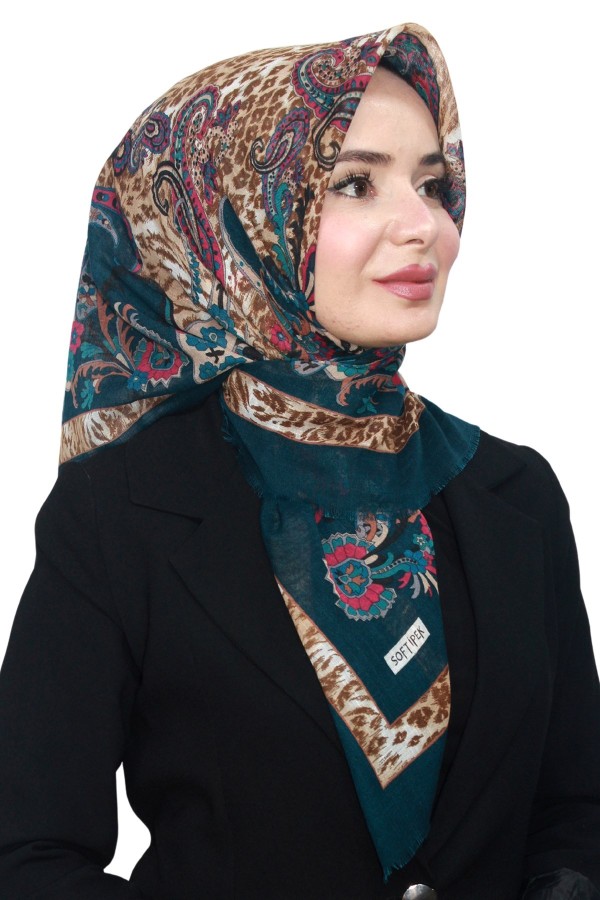 Pamuk Keten Flamlı Eşarp 1048-14