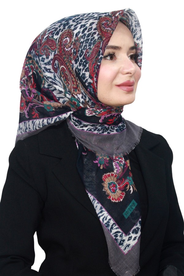 Pamuk Keten Flamlı Eşarp 1048-16