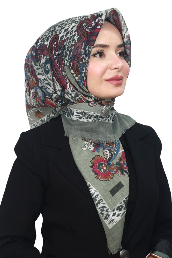 Pamuk Keten Flamlı Eşarp 1048-4