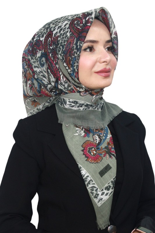 Pamuk Keten Flamlı Eşarp 1048-4