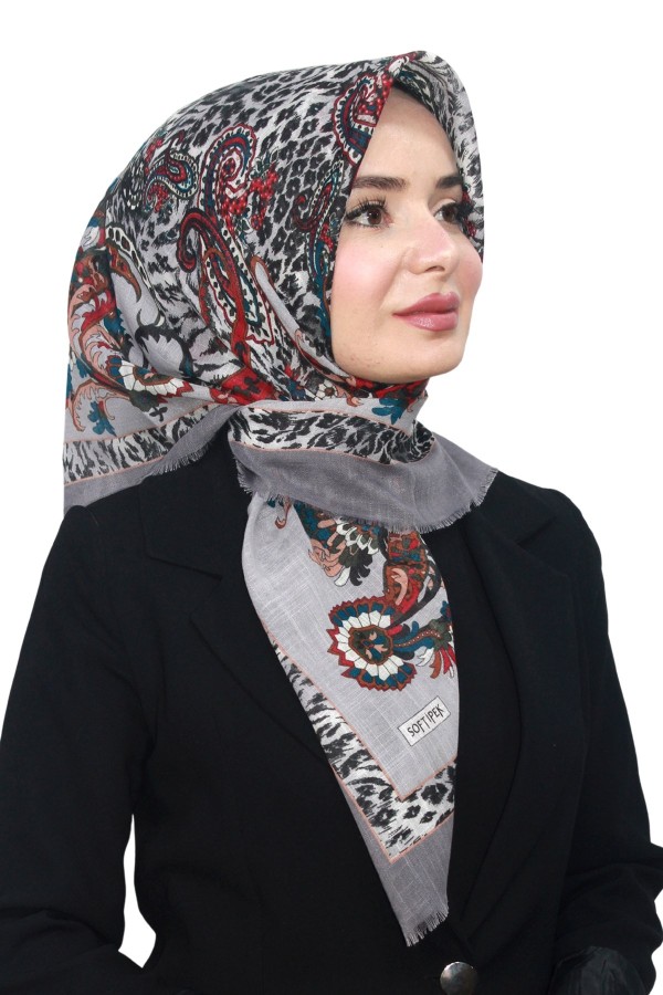 Pamuk Keten Flamlı Eşarp 1048-5