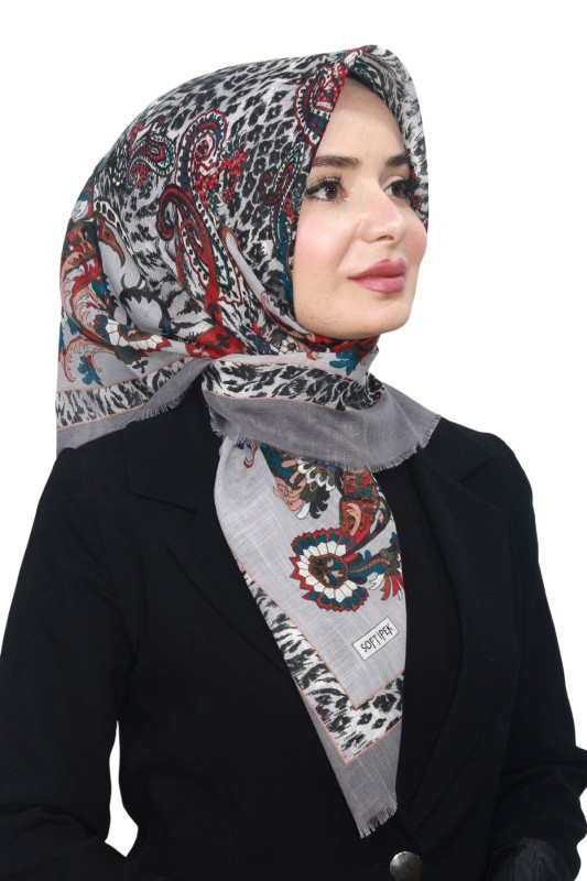 Pamuk Keten Flamlı Eşarp 1048-5