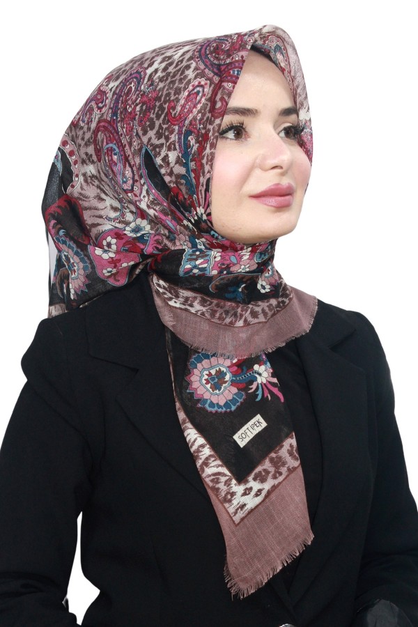 Pamuk Keten Flamlı Eşarp 1048-9