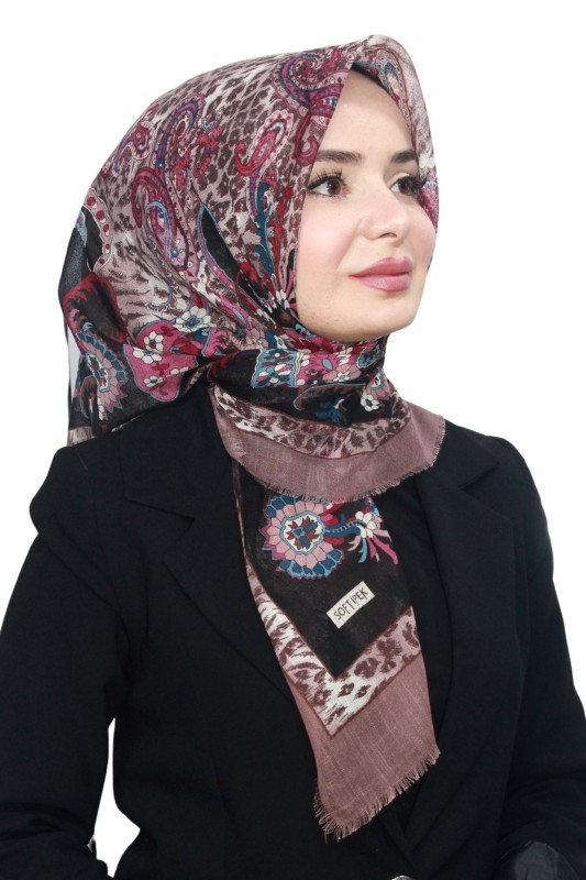 Pamuk Keten Flamlı Eşarp 1048-9