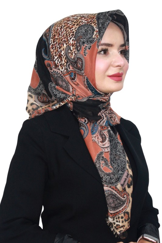 Pamuk Keten Flamlı Eşarp 1050-5