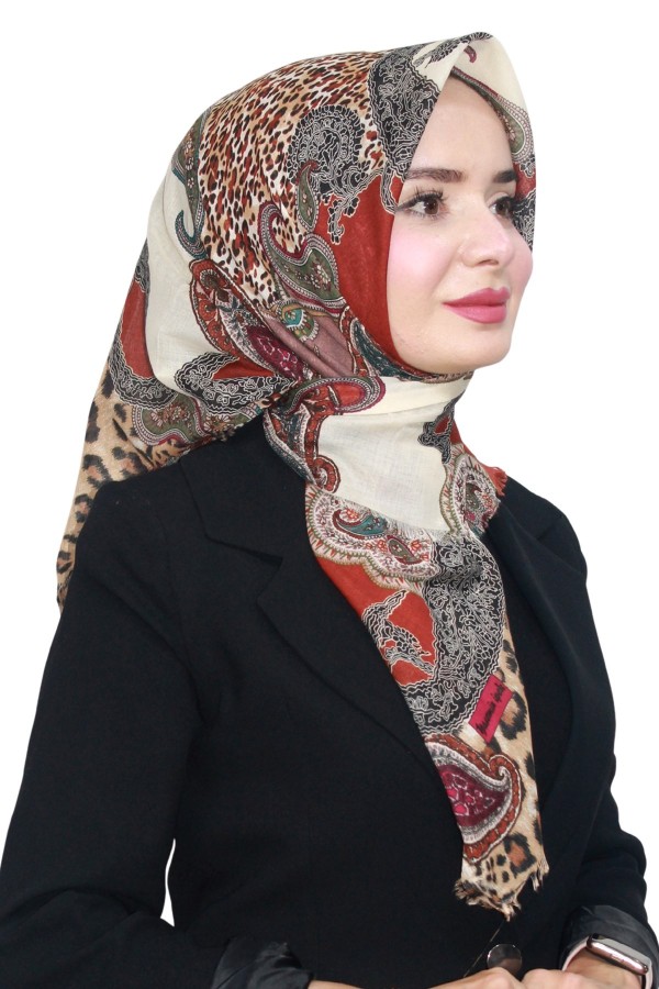 Pamuk Keten Flamlı Eşarp 1050-7