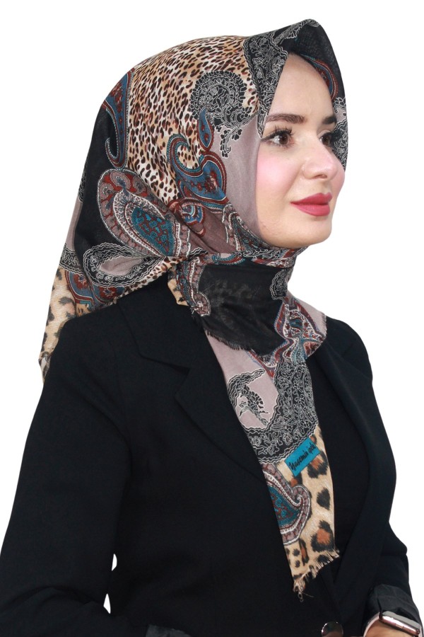 Pamuk Keten Flamlı Eşarp 1050-8