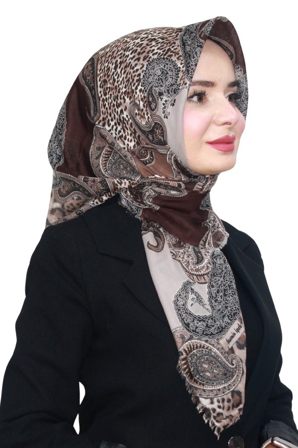 Pamuk Keten Flamlı Eşarp 1050-9