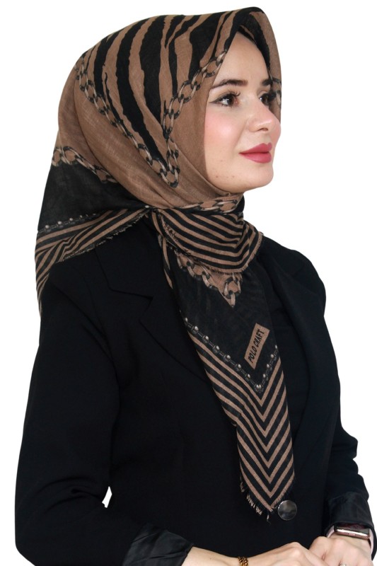 Pamuk Keten Flamlı Eşarp 1027-26