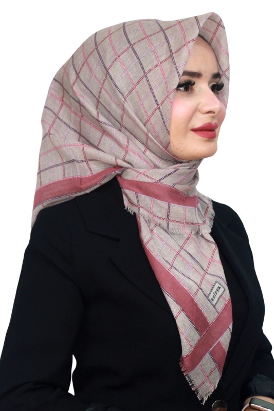 Pamuk Keten Flamlı Eşarp 1053-3