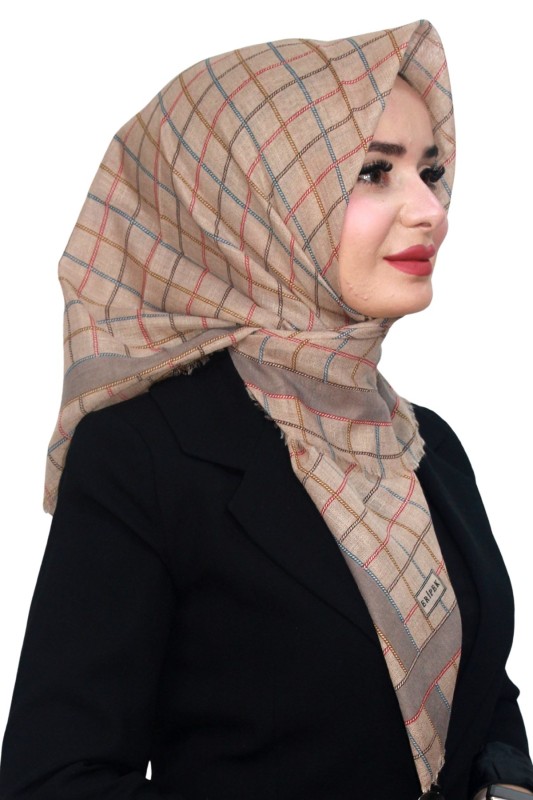 Pamuk Keten Flamlı Eşarp 1053-4