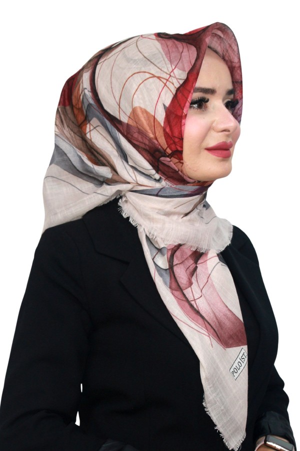 Pamuk Keten Flamlı Eşarp 1054-3