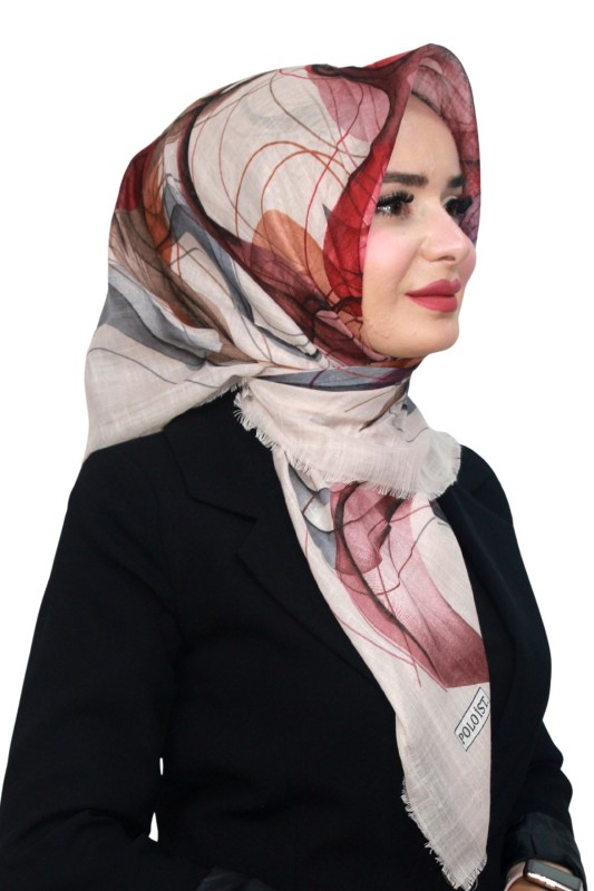 Pamuk Keten Flamlı Eşarp 1054-3