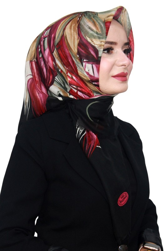 Pamuk Keten Flamlı Eşarp 1055-4