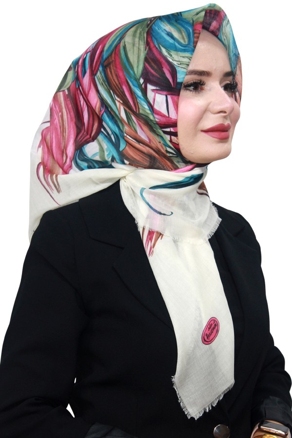 Pamuk Keten Flamlı Eşarp 1055-8