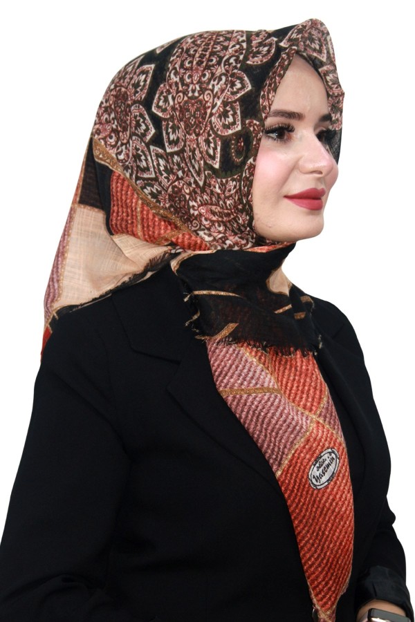 Pamuk Keten Flamlı Eşarp 1056-1