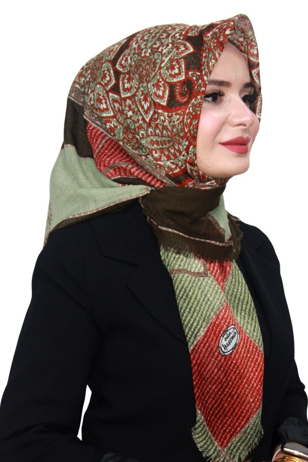 Pamuk Keten Flamlı Eşarp 1056-15