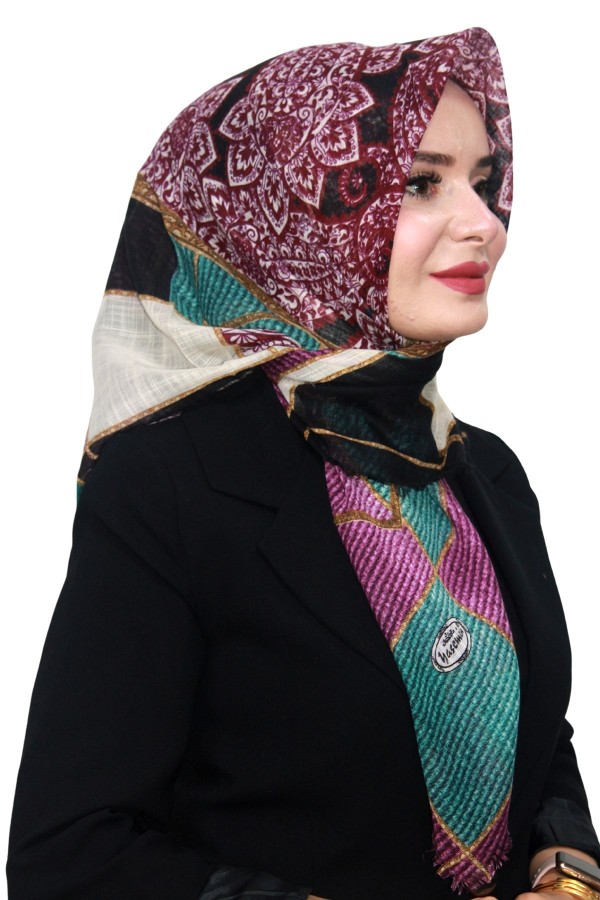 Pamuk Keten Flamlı Eşarp 1056-16