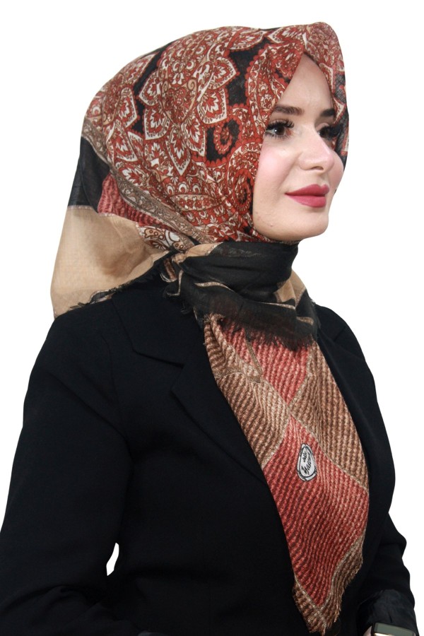 Pamuk Keten Flamlı Eşarp 1056-2
