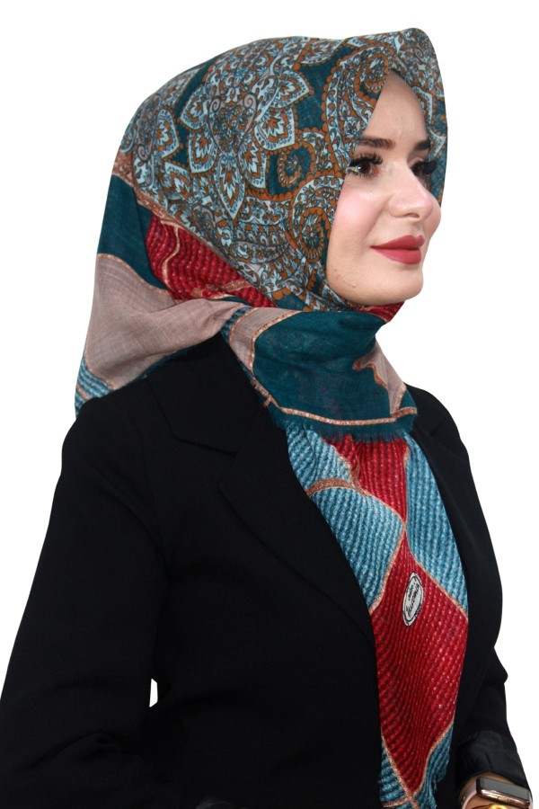 Pamuk Keten Flamlı Eşarp 1056-3