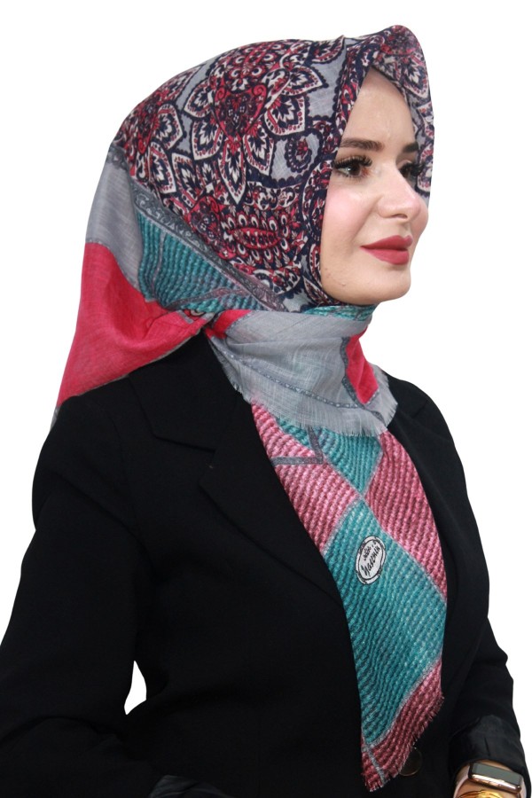 Pamuk Keten Flamlı Eşarp 1056-4