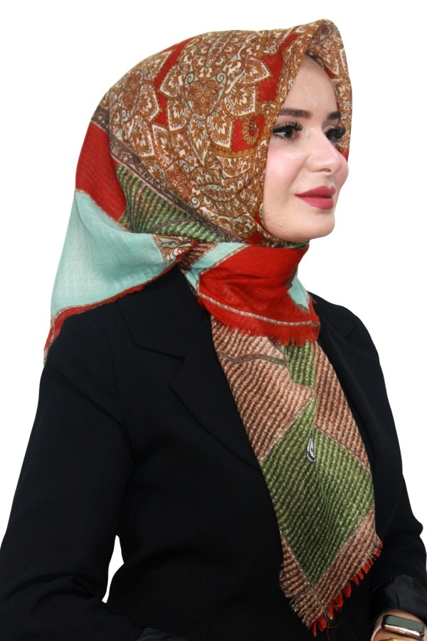 Pamuk Keten Flamlı Eşarp 1056-5