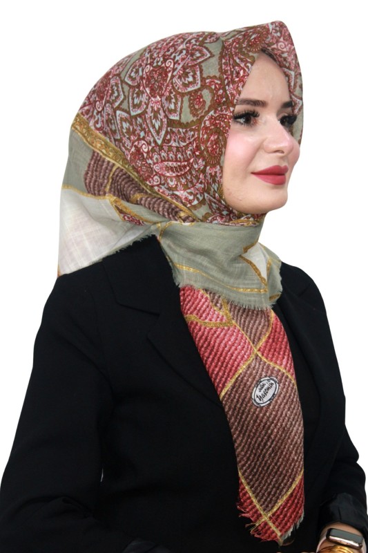 Pamuk Keten Flamlı Eşarp 1056-7