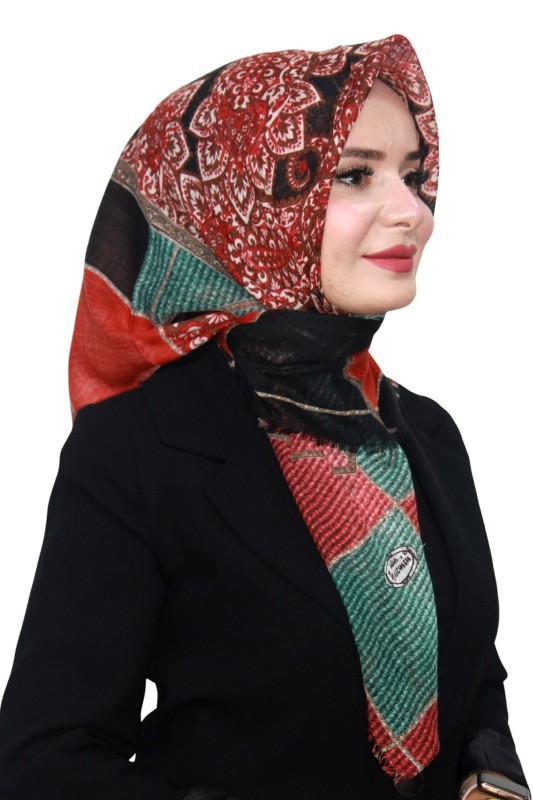 Pamuk Keten Flamlı Eşarp 1056-8
