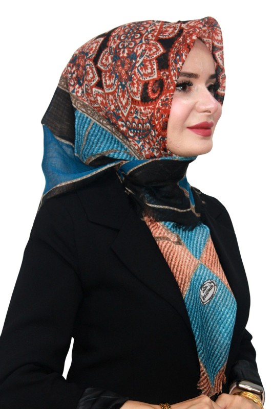Pamuk Keten Flamlı Eşarp 1056-9
