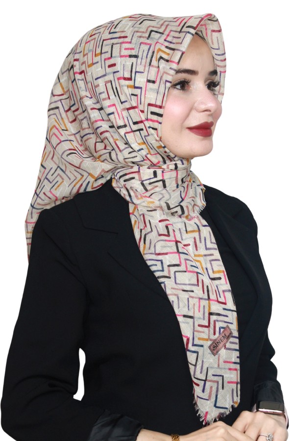 Sinem Pamuk Keten Flamlı Eşarp 1015-2