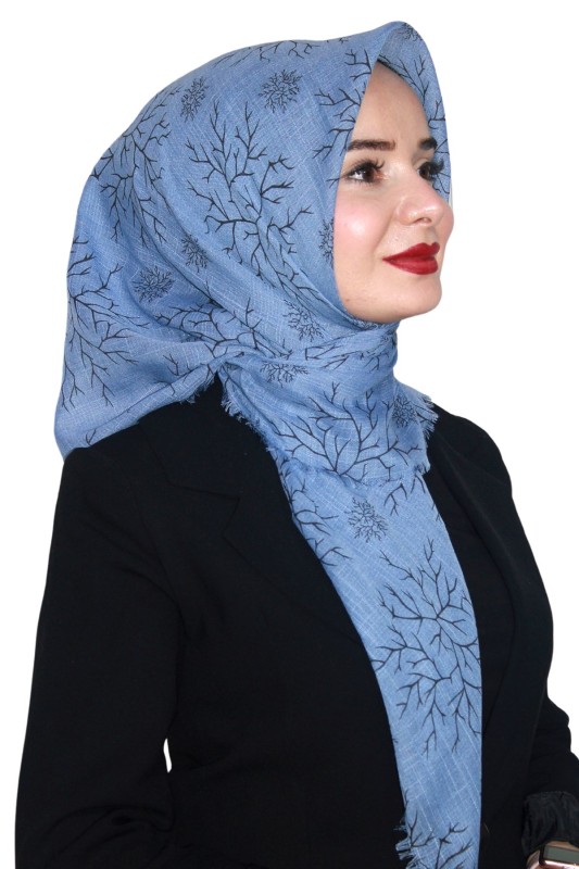 Pamuk Keten Flamlı Eşarp 1038-12