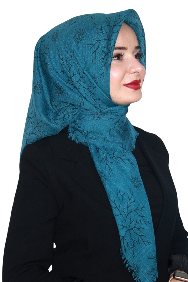 Pamuk Keten Flamlı Eşarp 1038-15