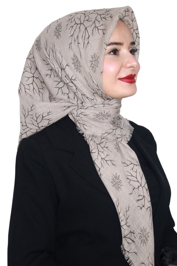 Pamuk Keten Flamlı Eşarp 1038-16