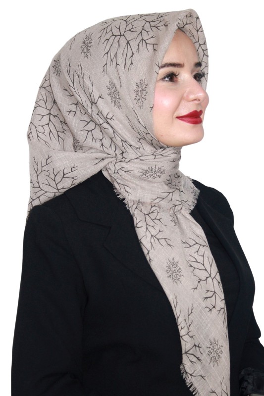 Pamuk Keten Flamlı Eşarp 1038-16