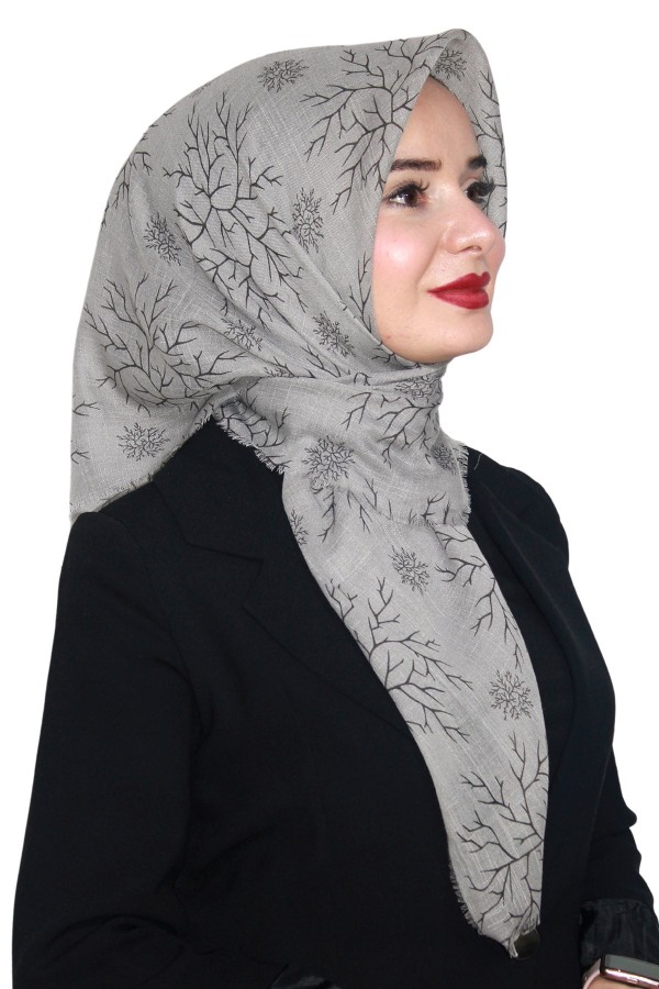 Pamuk Keten Flamlı Eşarp 1038-17