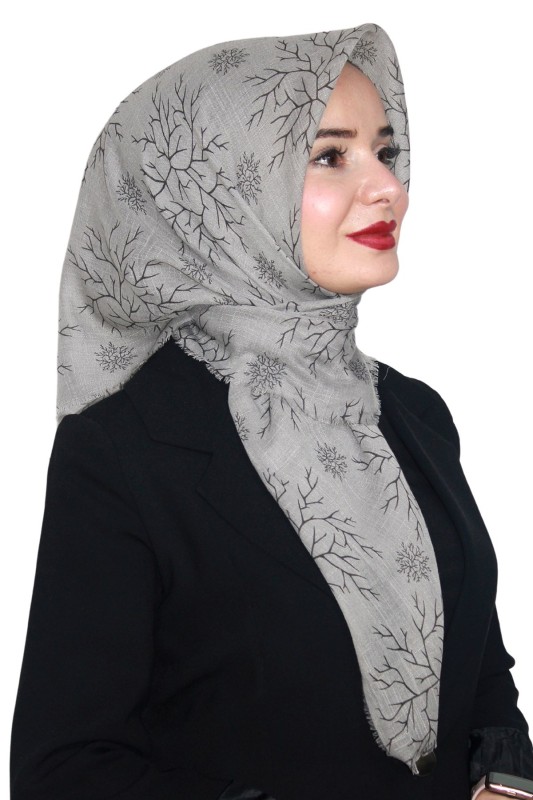 Pamuk Keten Flamlı Eşarp 1038-17