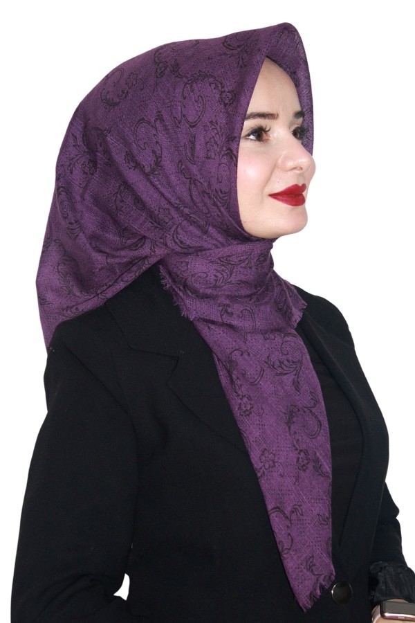 Pamuk Keten Flamlı Eşarp 1039-5