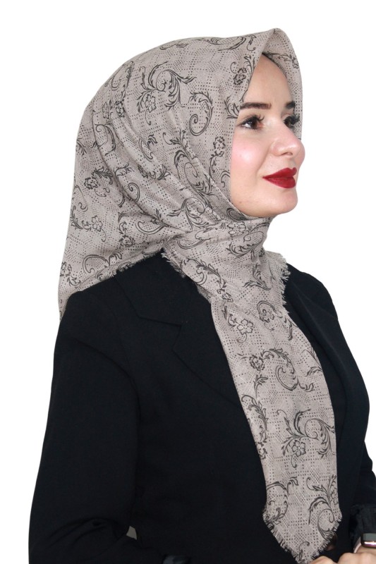 Pamuk Keten Flamlı Eşarp 1039-7