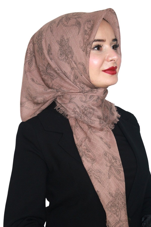 Pamuk Keten Flamlı Eşarp 1037-6