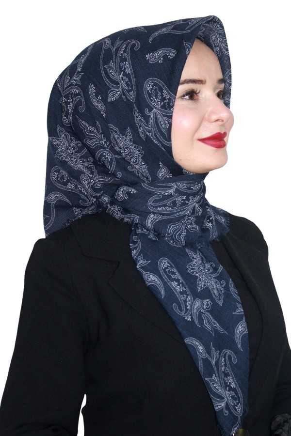 Pamuk Keten Flamlı Eşarp 1037-5