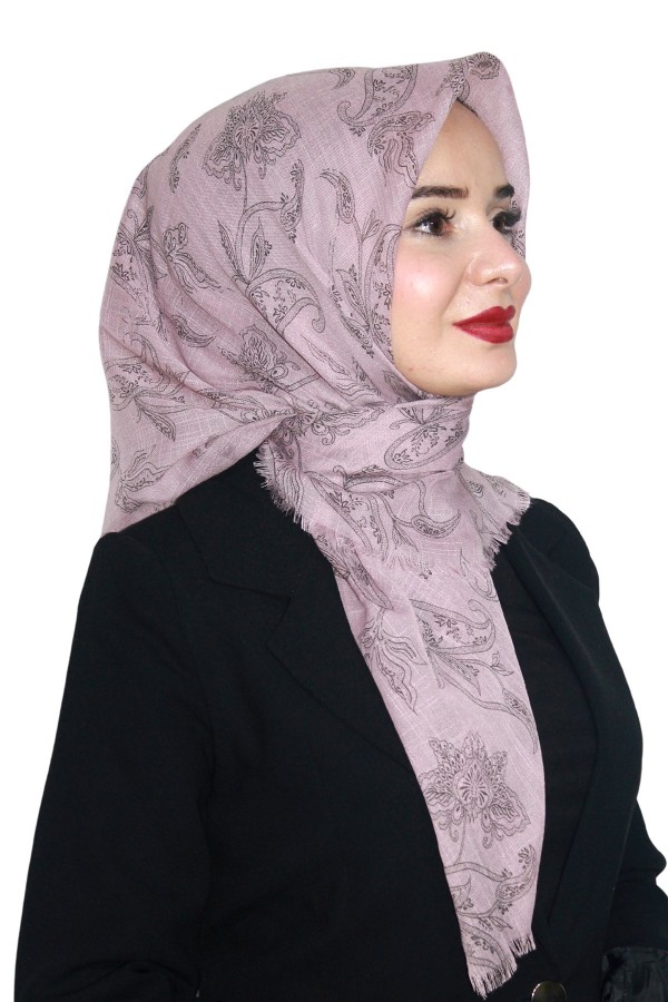 Pamuk Keten Flamlı Eşarp 1037-4