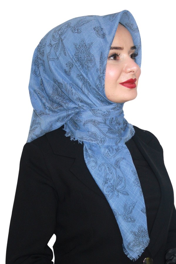 Pamuk Keten Flamlı Eşarp 1037-3