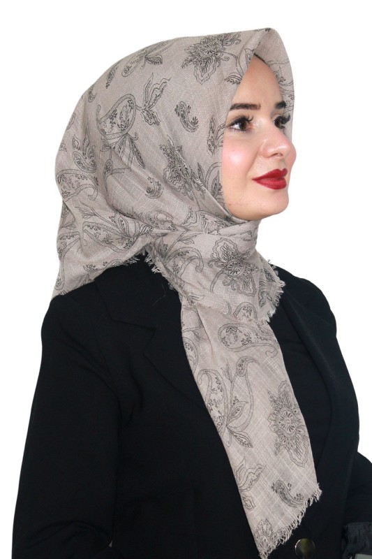 Pamuk Keten Flamlı Eşarp 1037-22