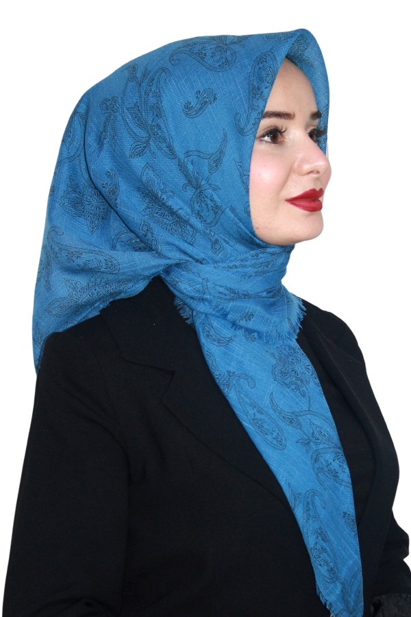Pamuk Keten Flamlı Eşarp 1037-2