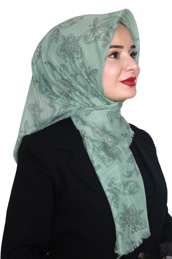 Pamuk Keten Flamlı Eşarp 1037-18