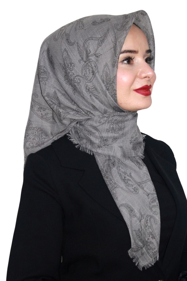 Pamuk Keten Flamlı Eşarp 1037-16